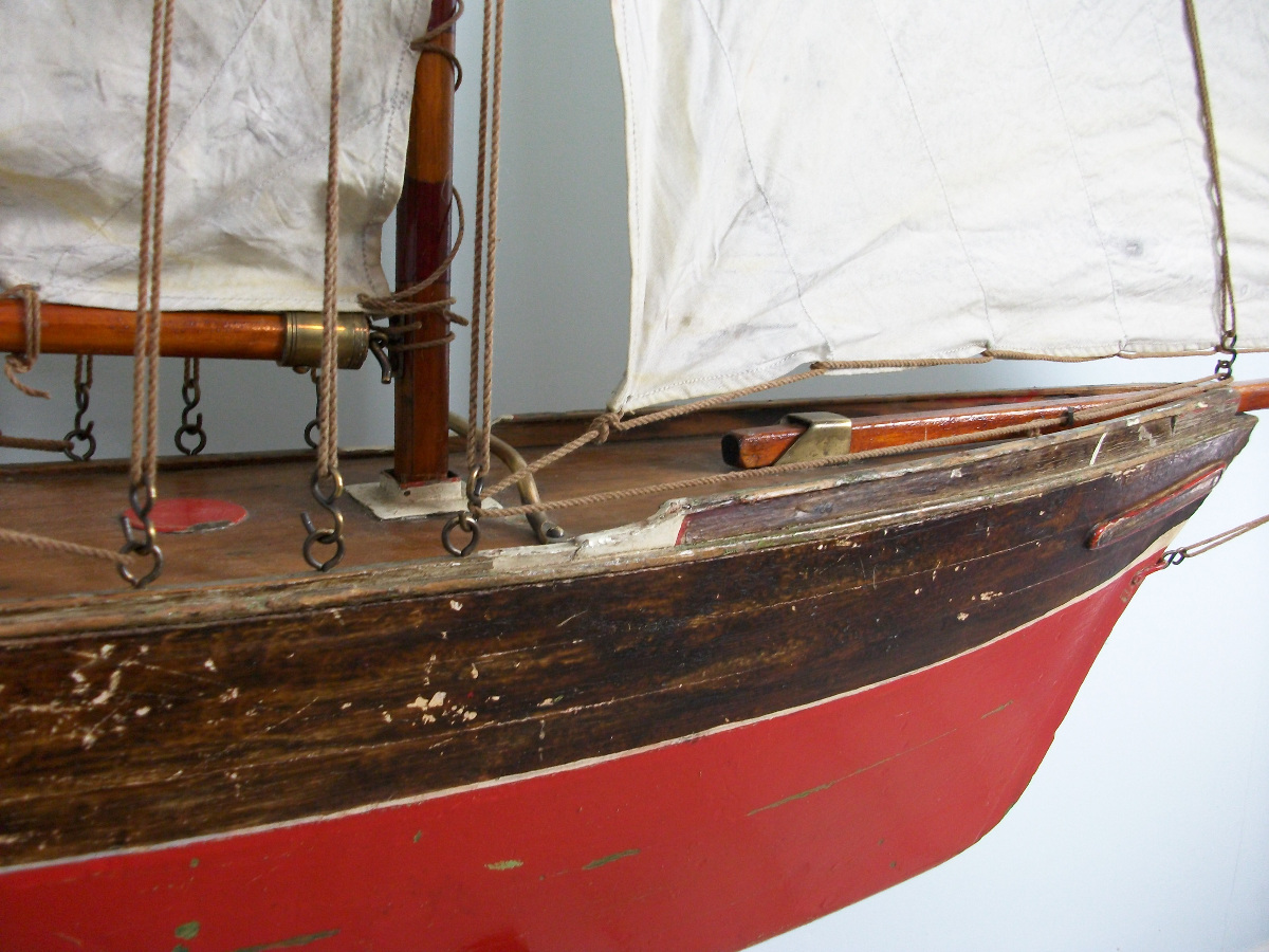 large wooden pond yacht